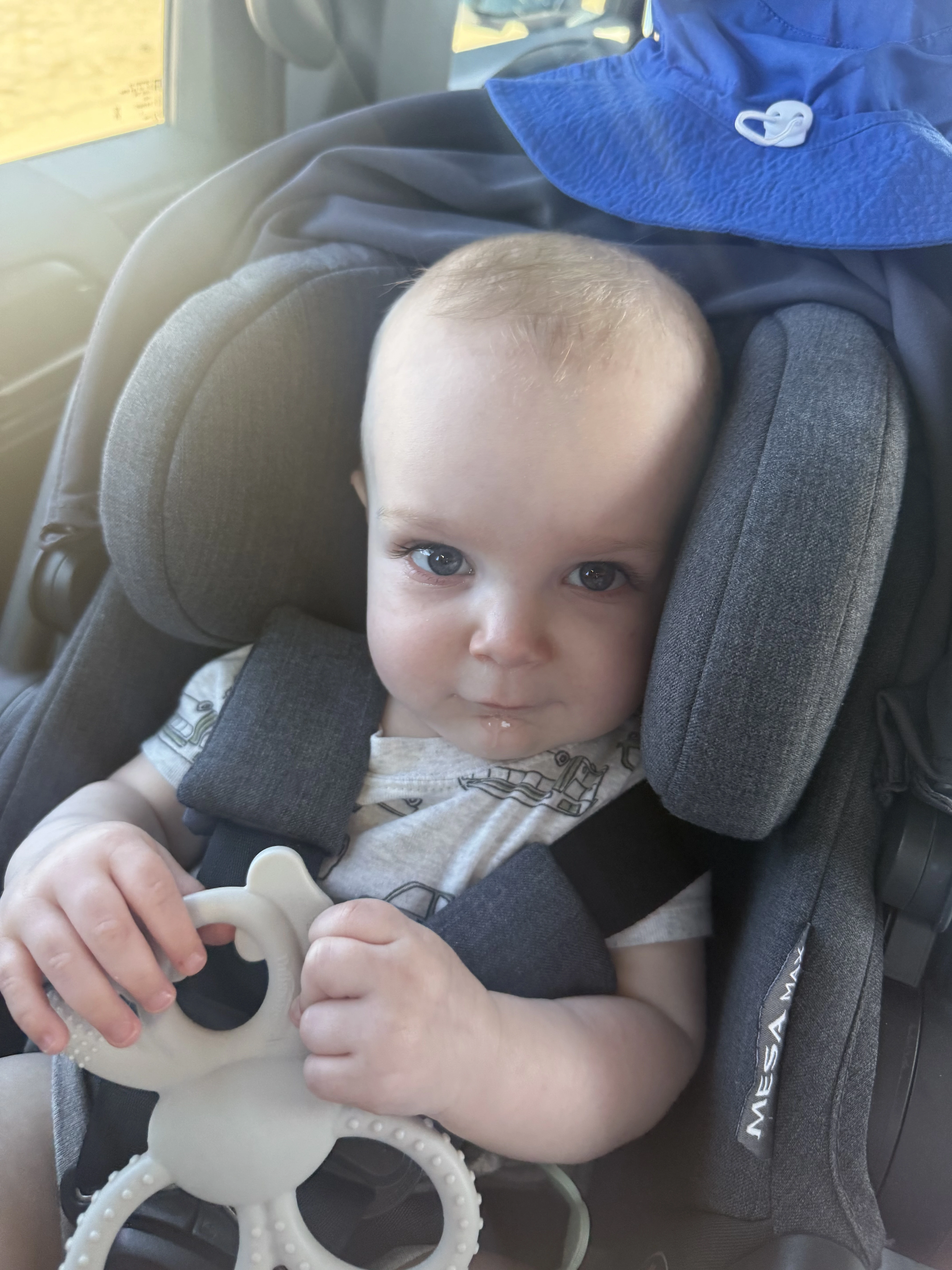 Oliver in his carseat on the drive home